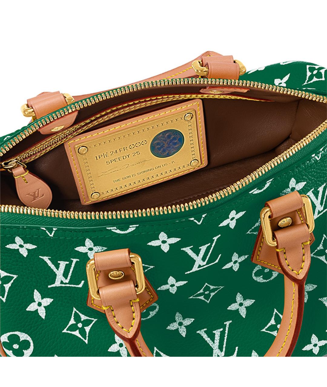 LOUIS VUITTON Зеленая кожаная сумка на плечо, фото 7