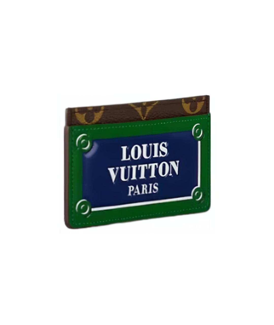 LOUIS VUITTON Коричневый кожаный кардхолдер, фото 2