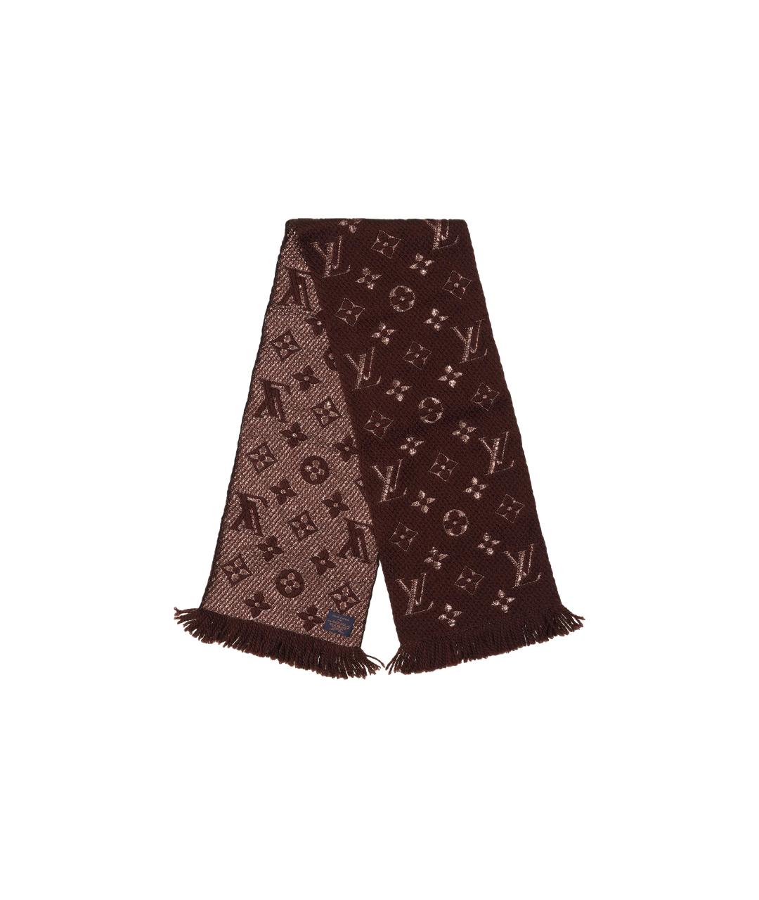 LOUIS VUITTON Коричневый кашемировый шарф, фото 1