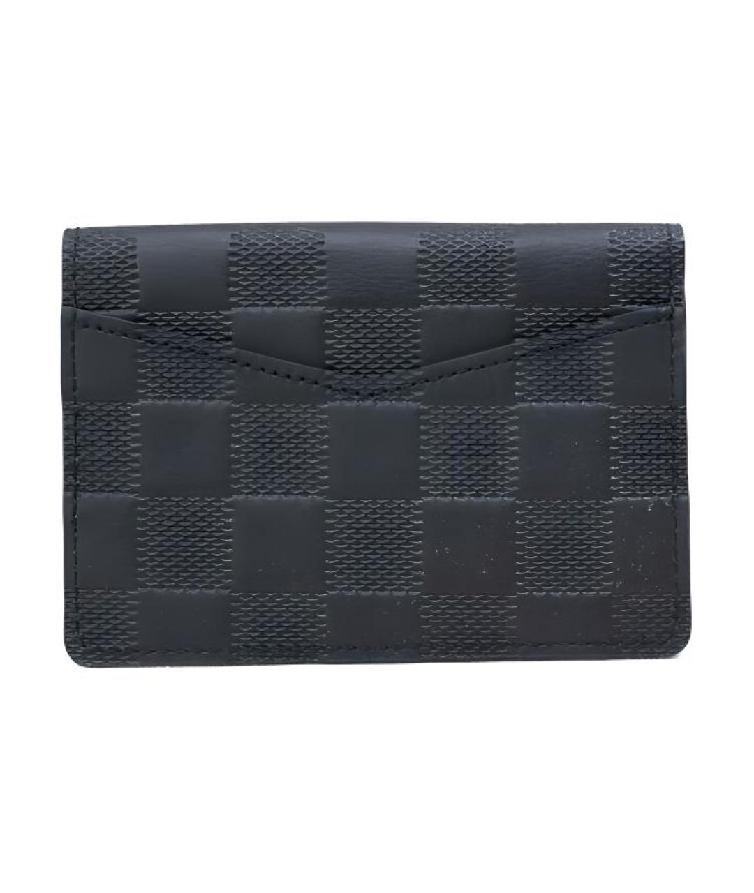 LOUIS VUITTON Черный кожаный кошелек, фото 3