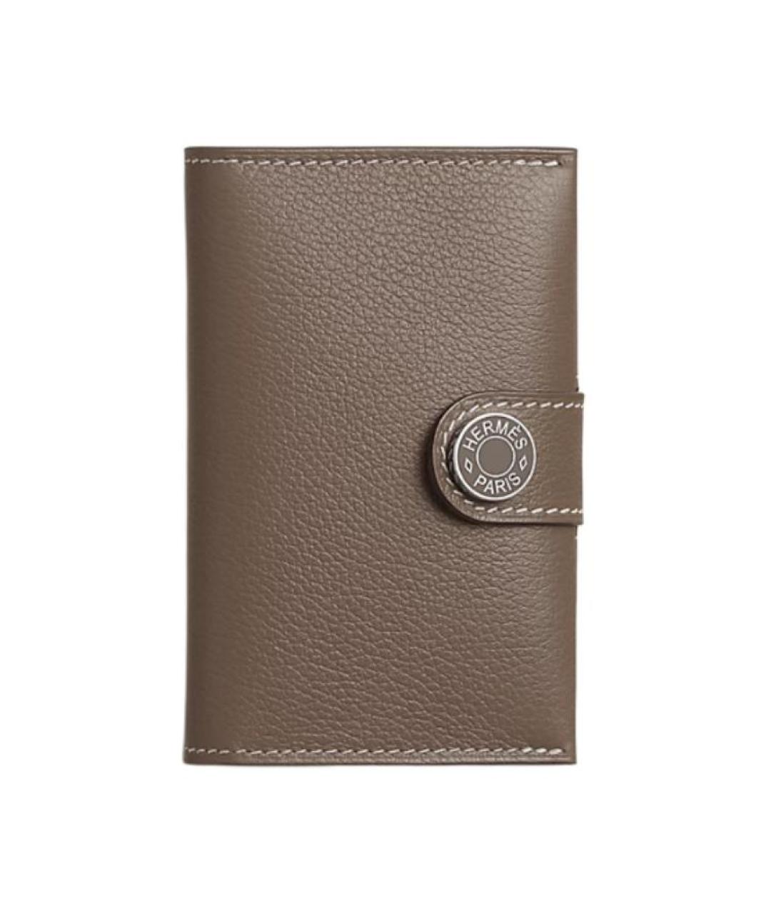 HERMES Серый кожаный кардхолдер, фото 1