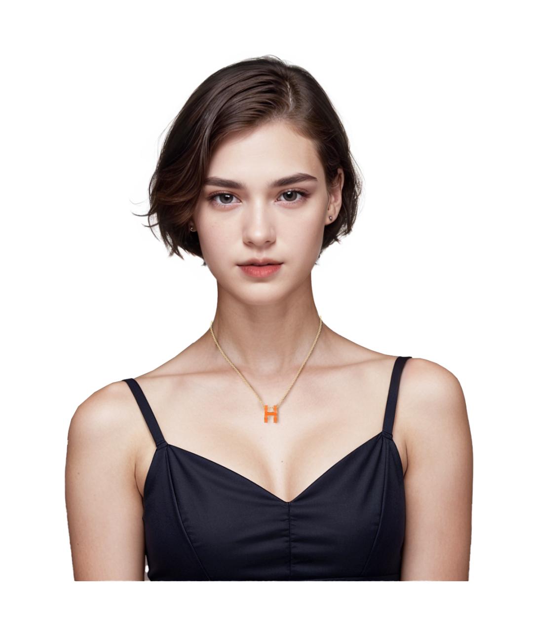 HERMES Оранжевая металлическая подвеска, фото 3