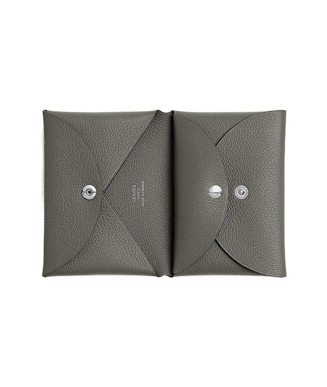 HERMES Серый кожаный кардхолдер, фото 2