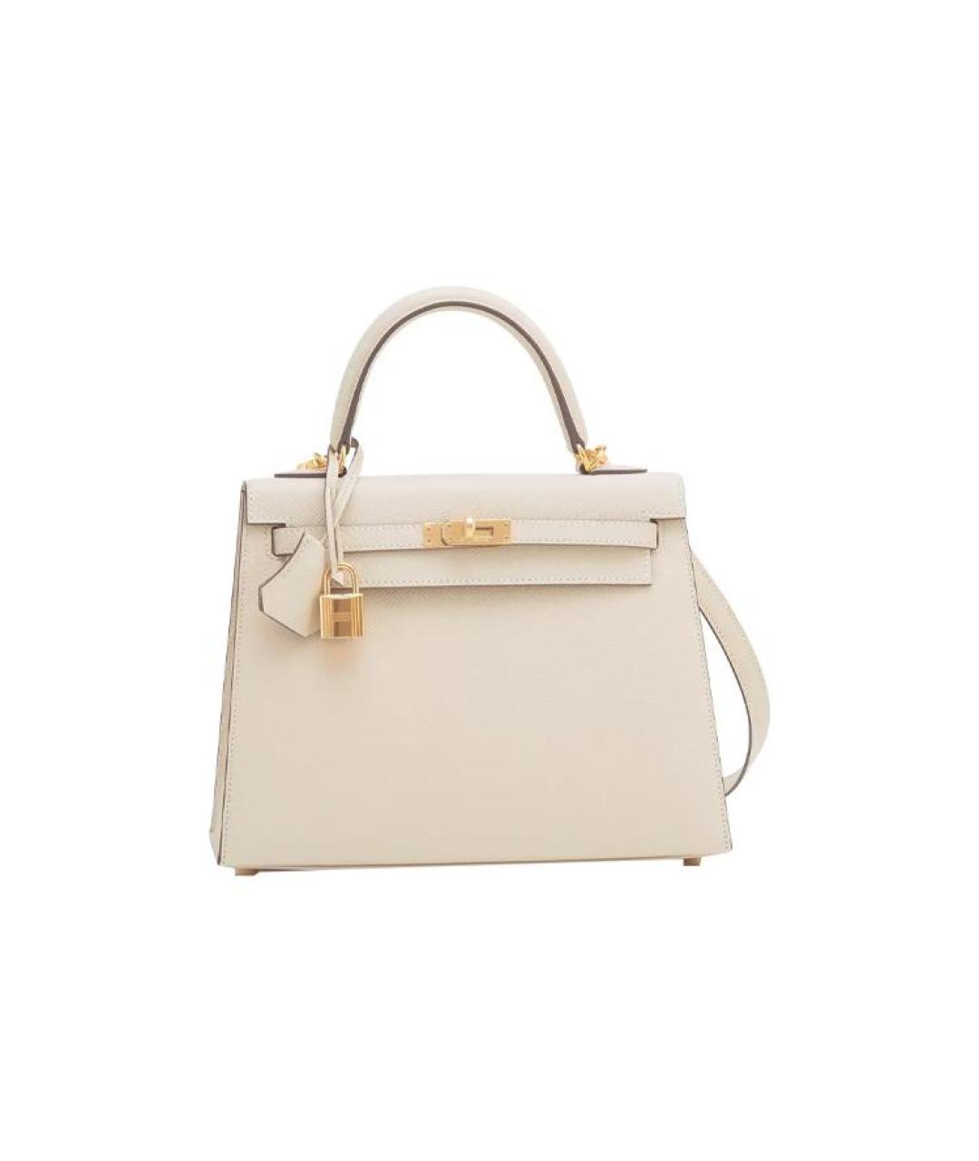 HERMES Белая кожаная сумка через плечо, фото 2
