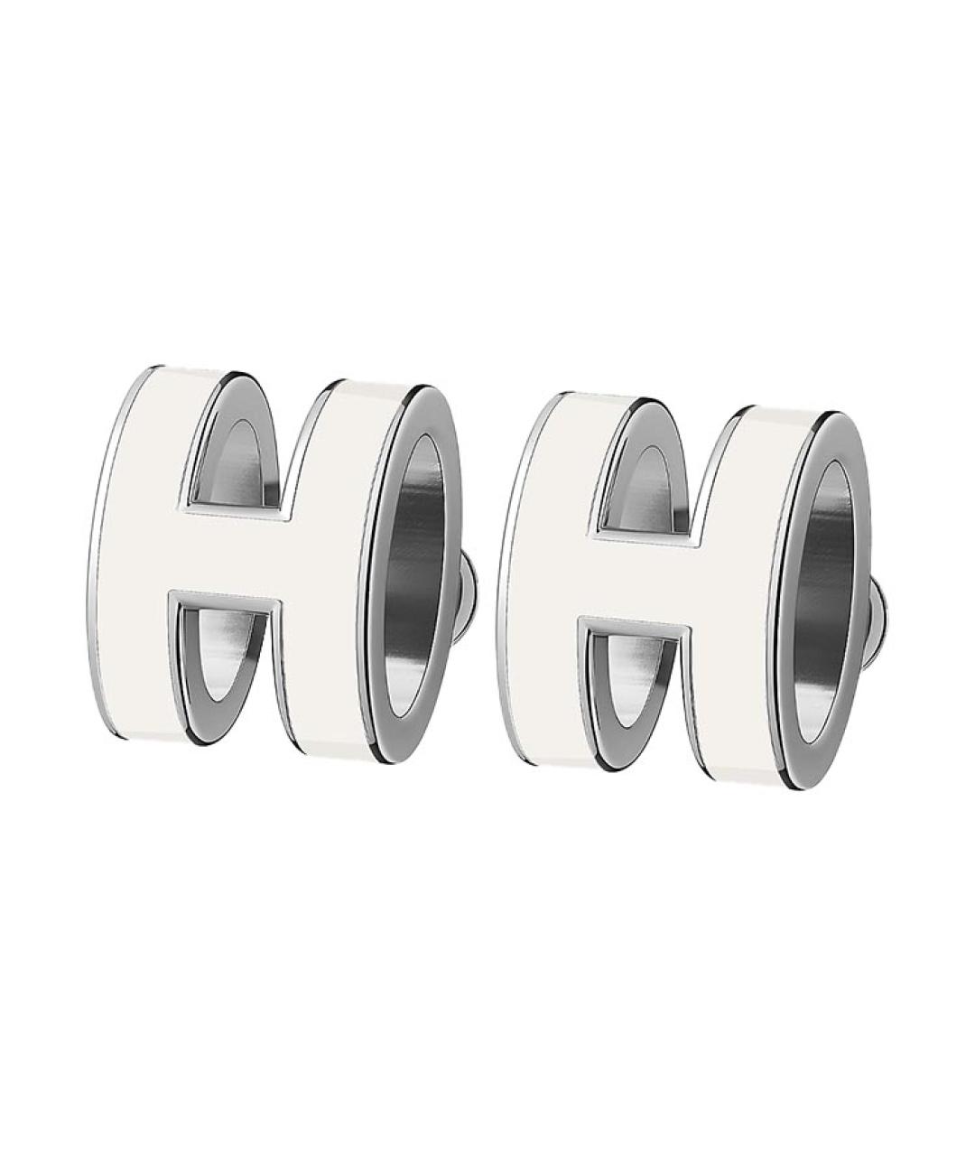 HERMES Белые металлические серьги, фото 1