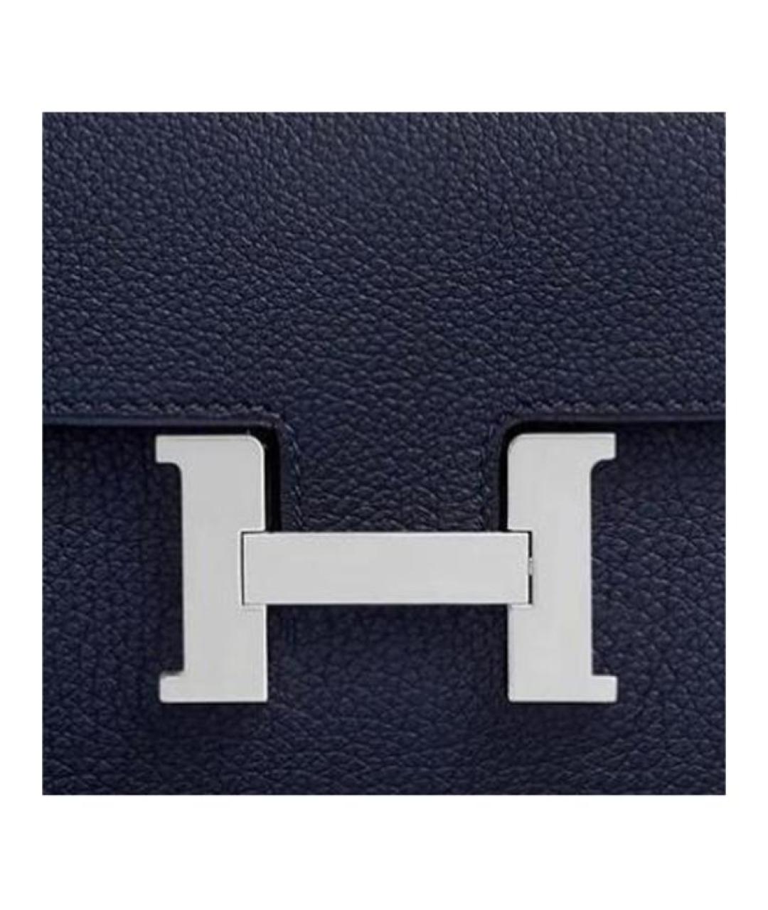 HERMES Темно-синий кожаный кошелек, фото 4