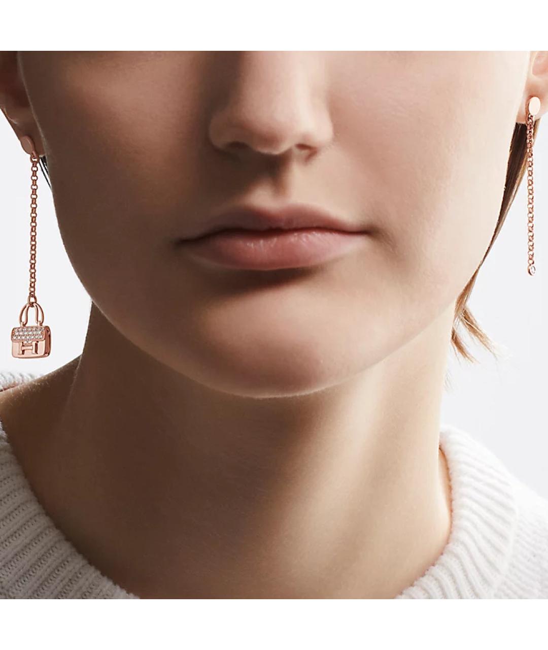 HERMES Розовые серьги из розового золота, фото 2