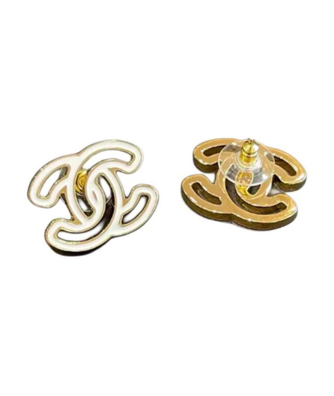 CHANEL Белые металлические серьги, фото 2