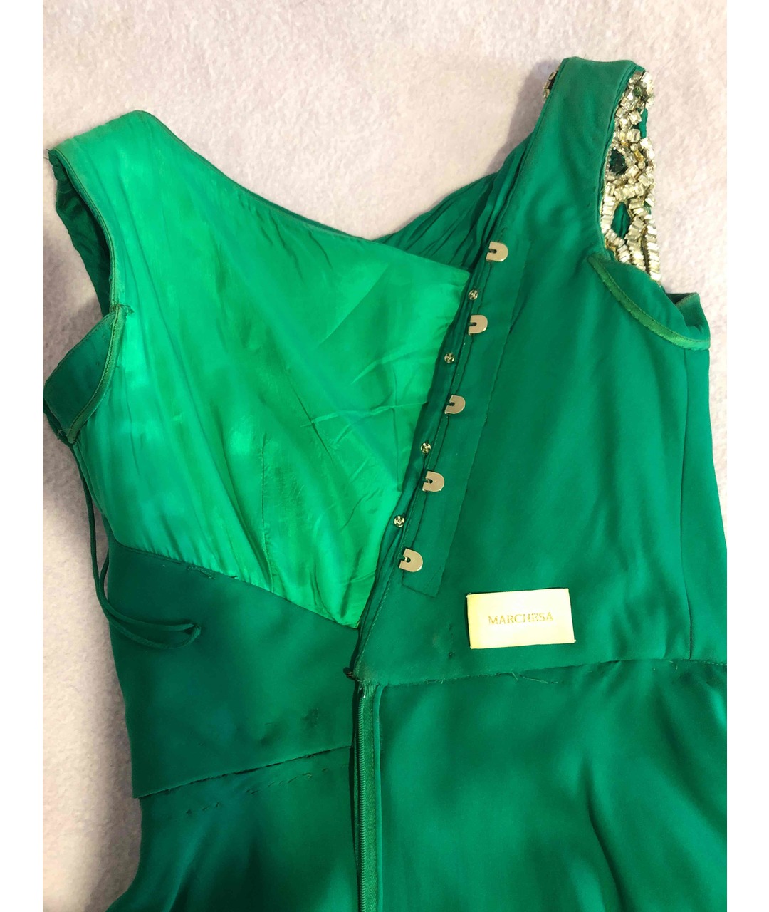 MARCHESA Зеленые шифоновое вечернее платье, фото 3