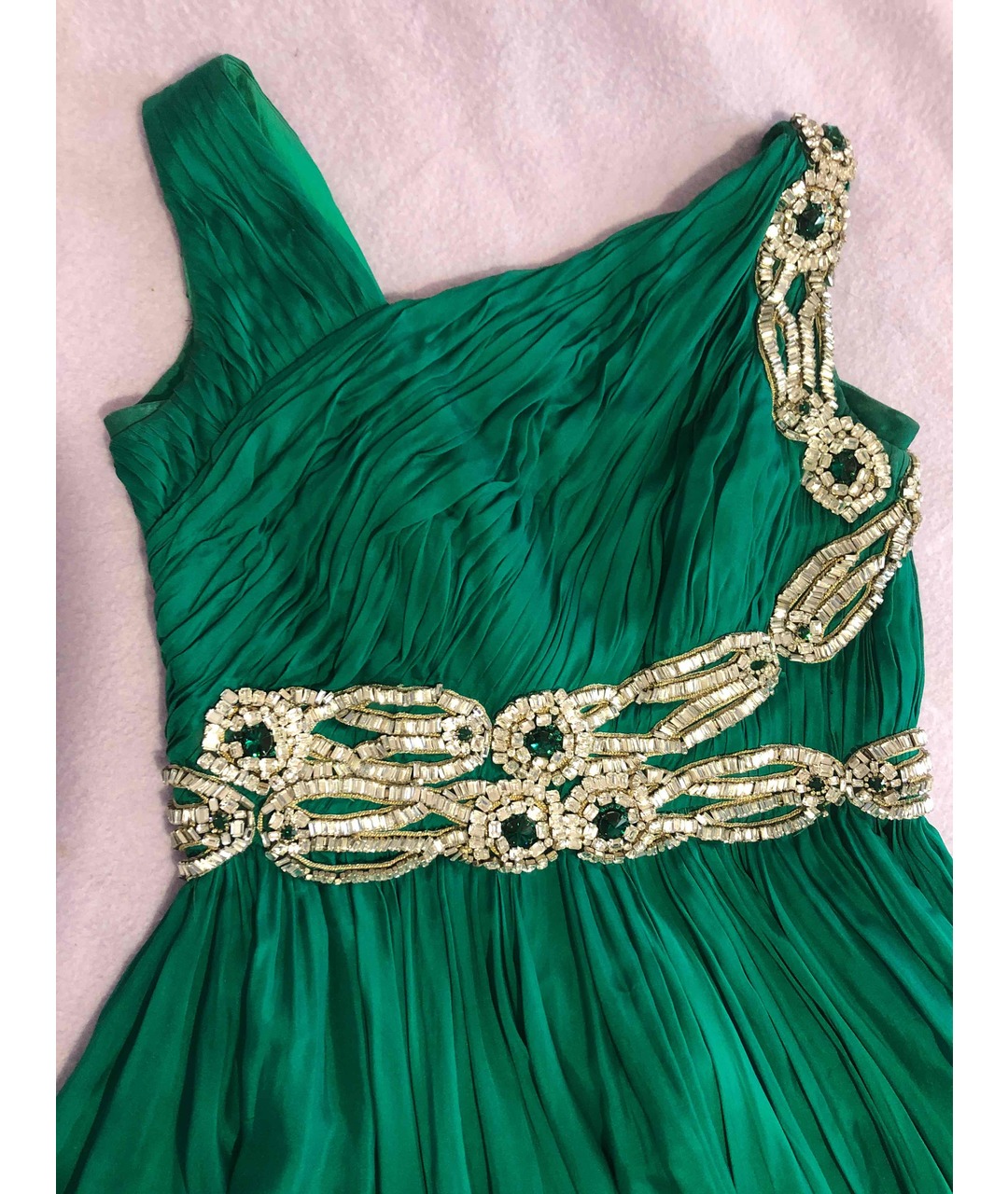 MARCHESA Зеленые шифоновое вечернее платье, фото 4