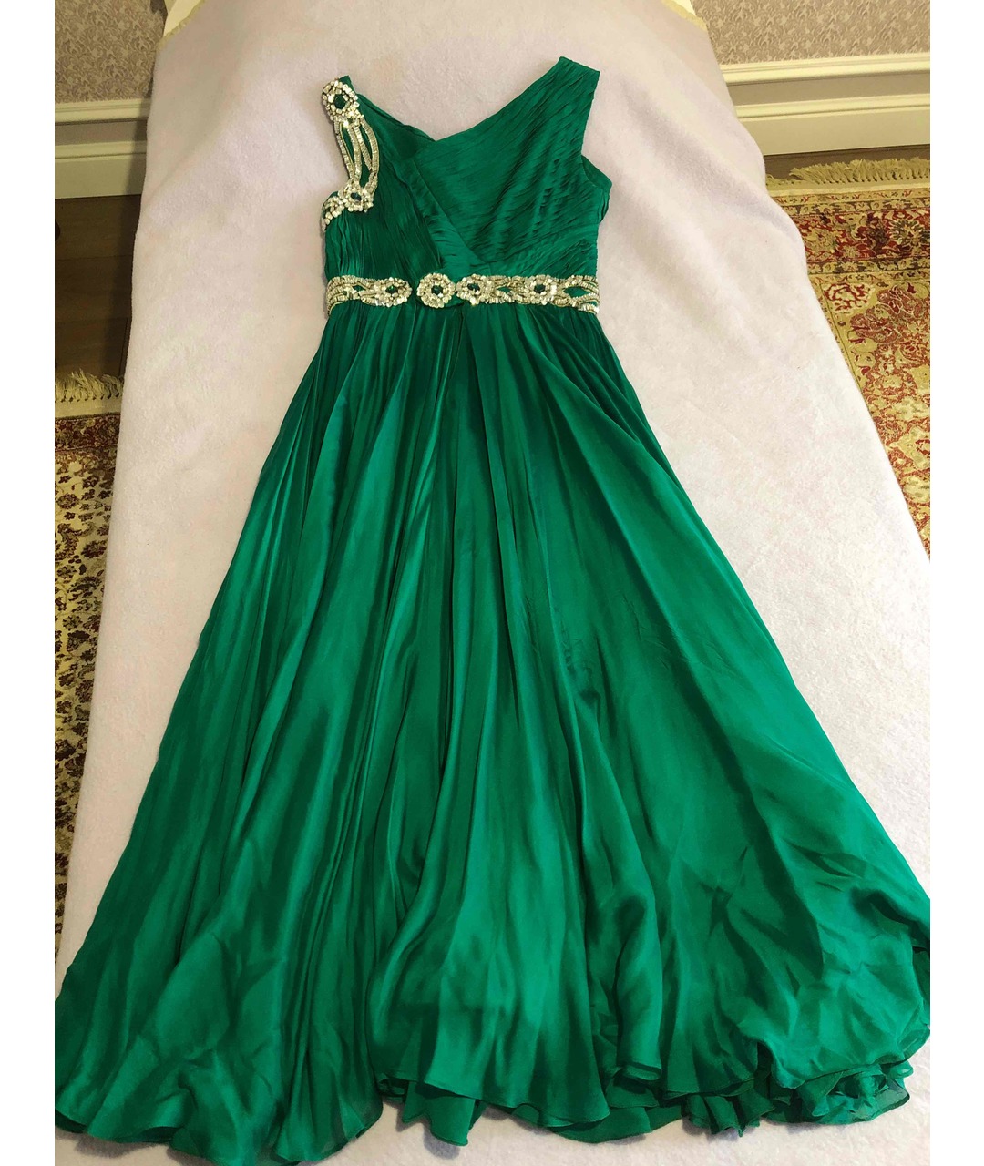 MARCHESA Зеленые шифоновое вечернее платье, фото 2