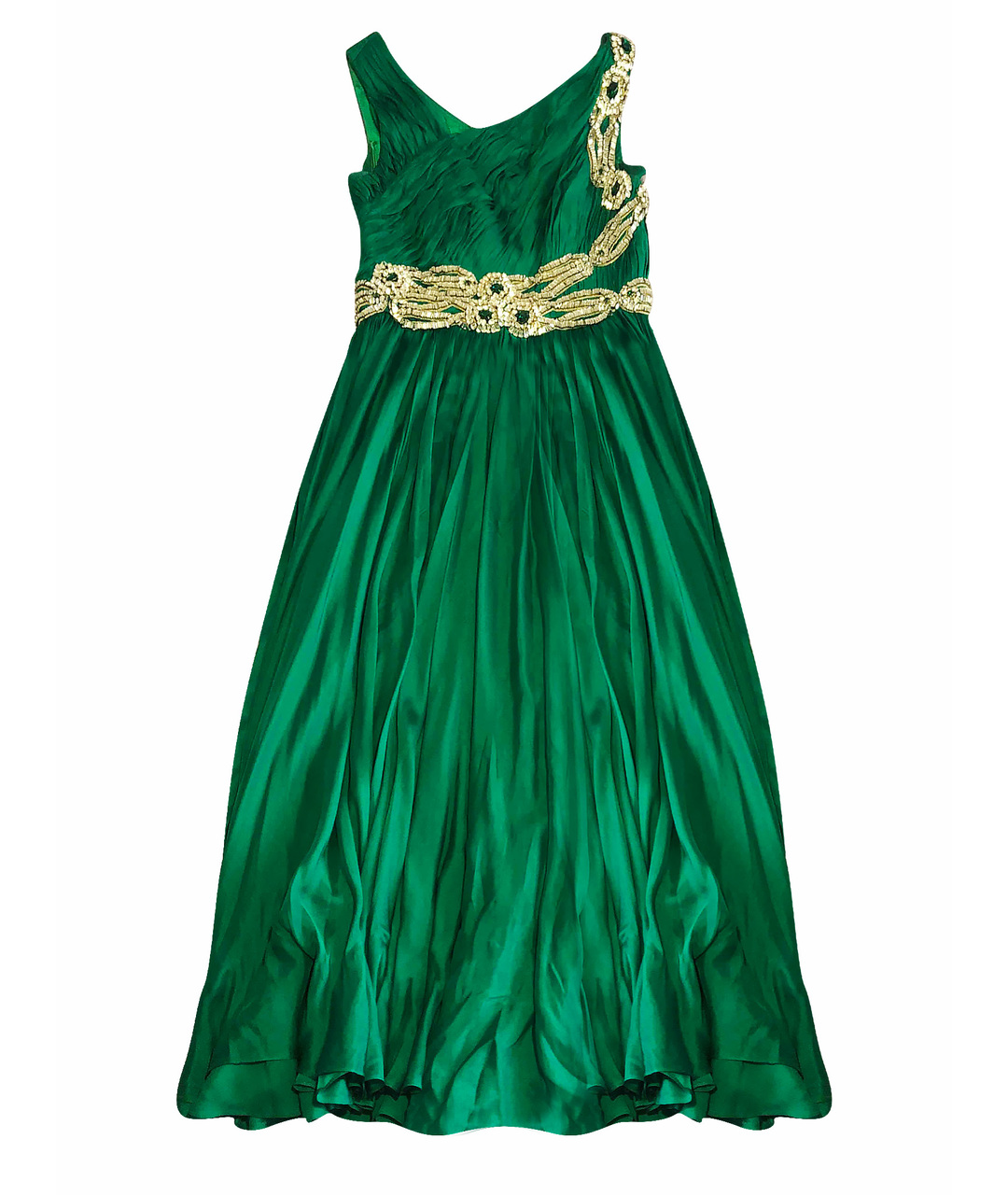 MARCHESA Зеленые шифоновое вечернее платье, фото 1