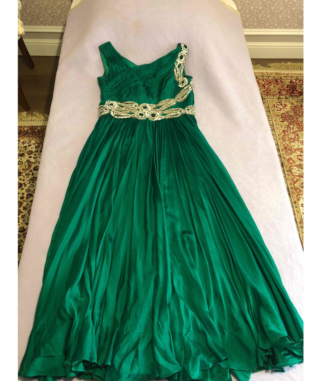MARCHESA Зеленые шифоновое вечернее платье, фото 5