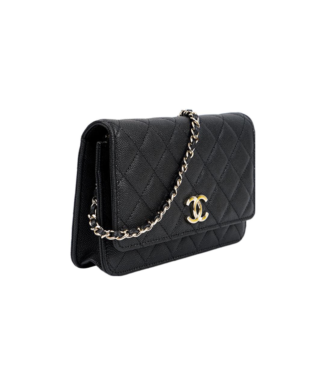 CHANEL Черный кожаный кошелек, фото 3