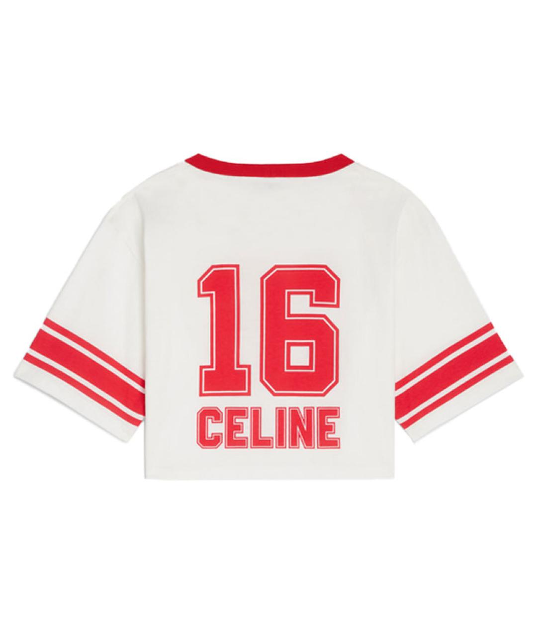CELINE Белая хлопковая футболка, фото 2
