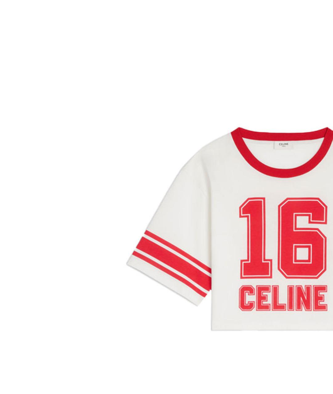 CELINE Белая хлопковая футболка, фото 5