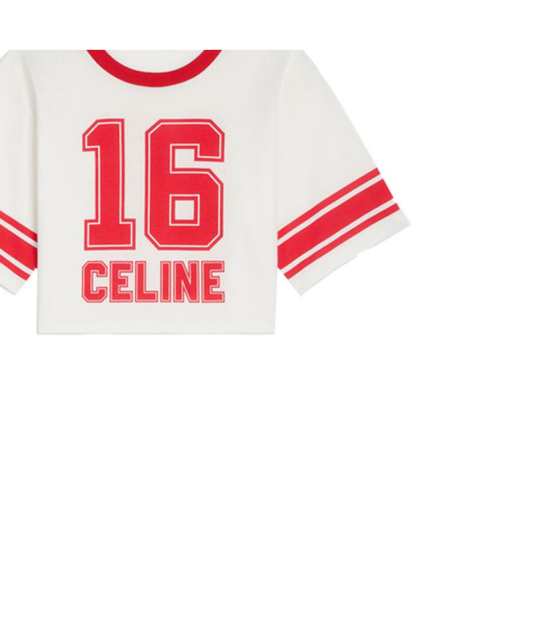CELINE Белая хлопковая футболка, фото 4