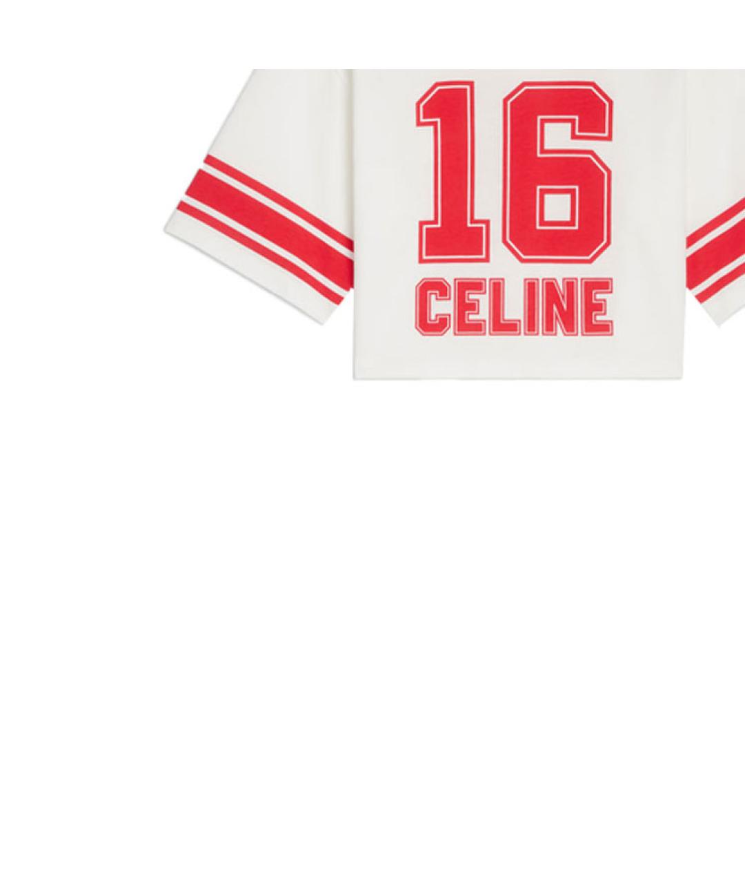 CELINE Белая хлопковая футболка, фото 6