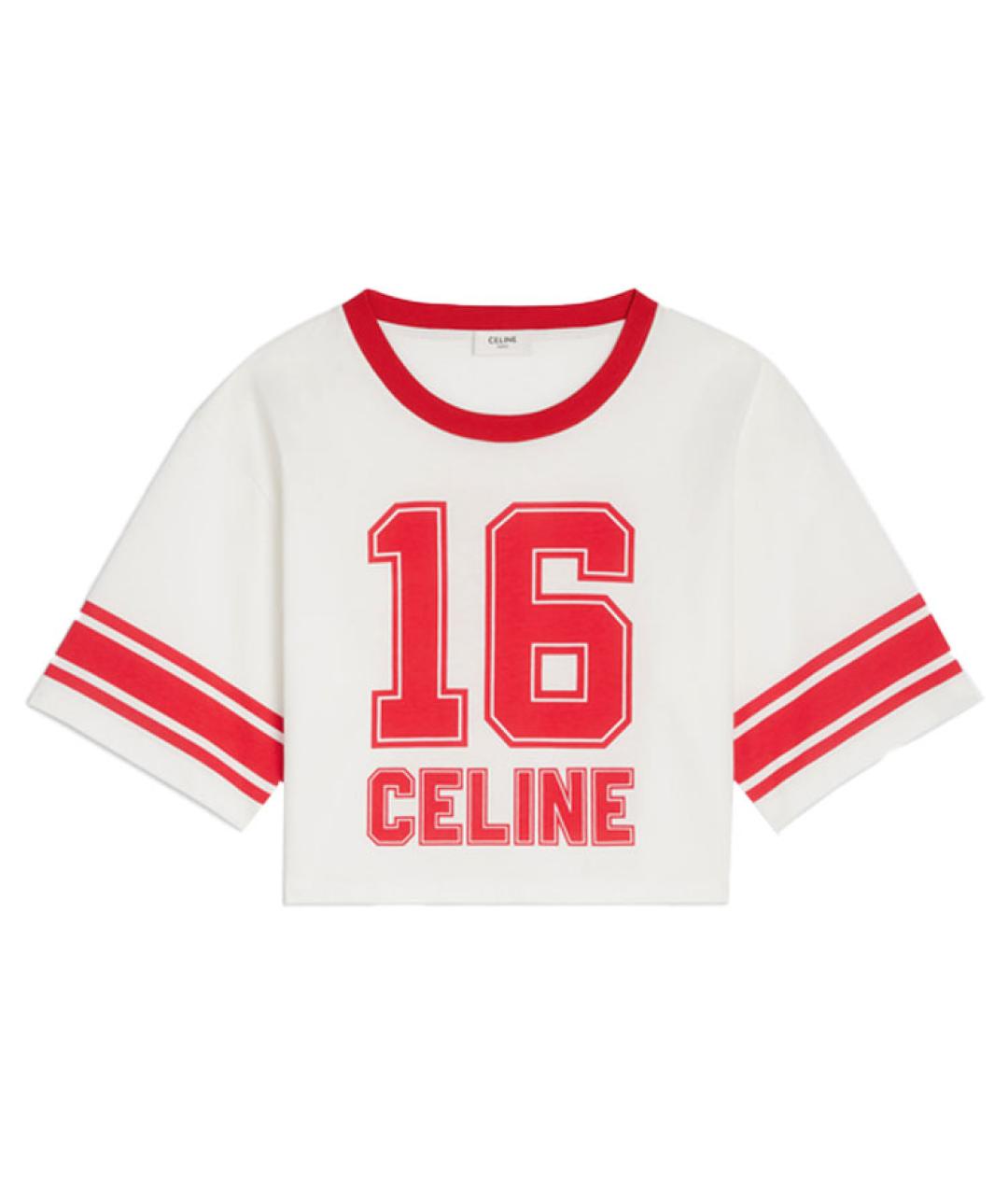 CELINE Белая хлопковая футболка, фото 1