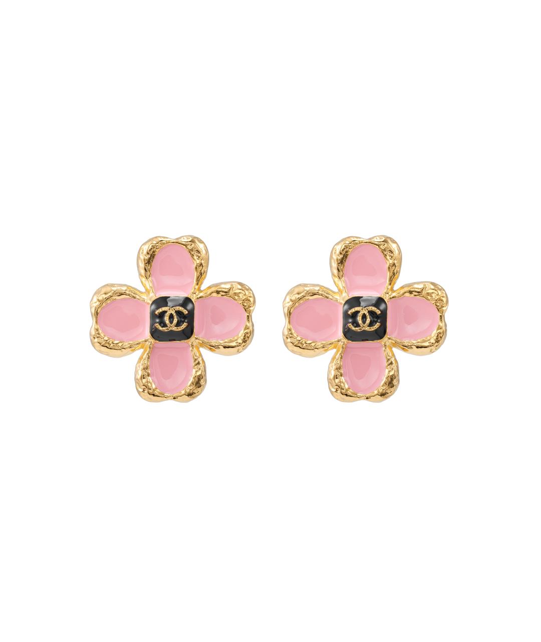 CHANEL Розовые металлические серьги, фото 1