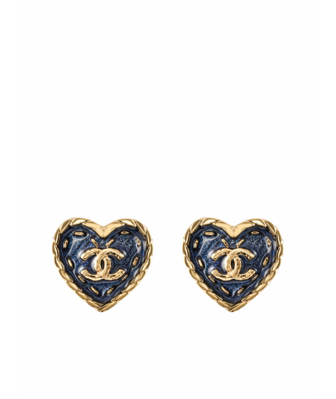 CHANEL Темно-синие металлические серьги, фото 1