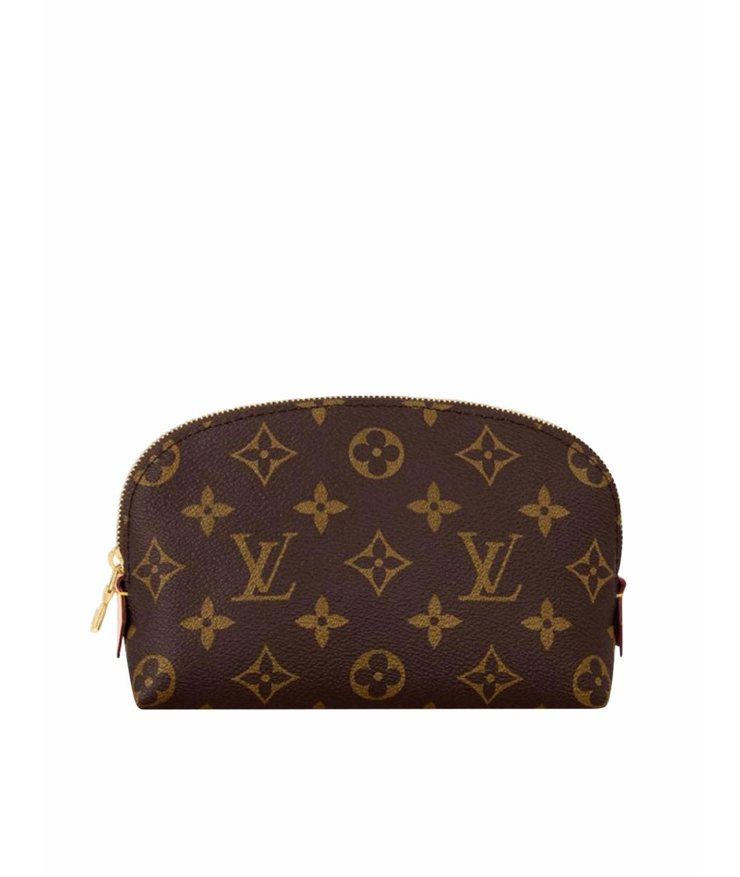 LOUIS VUITTON Коричневая кожаная косметичка, фото 1