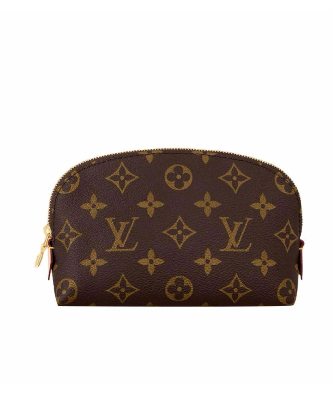 LOUIS VUITTON Коричневая кожаная косметичка, фото 3