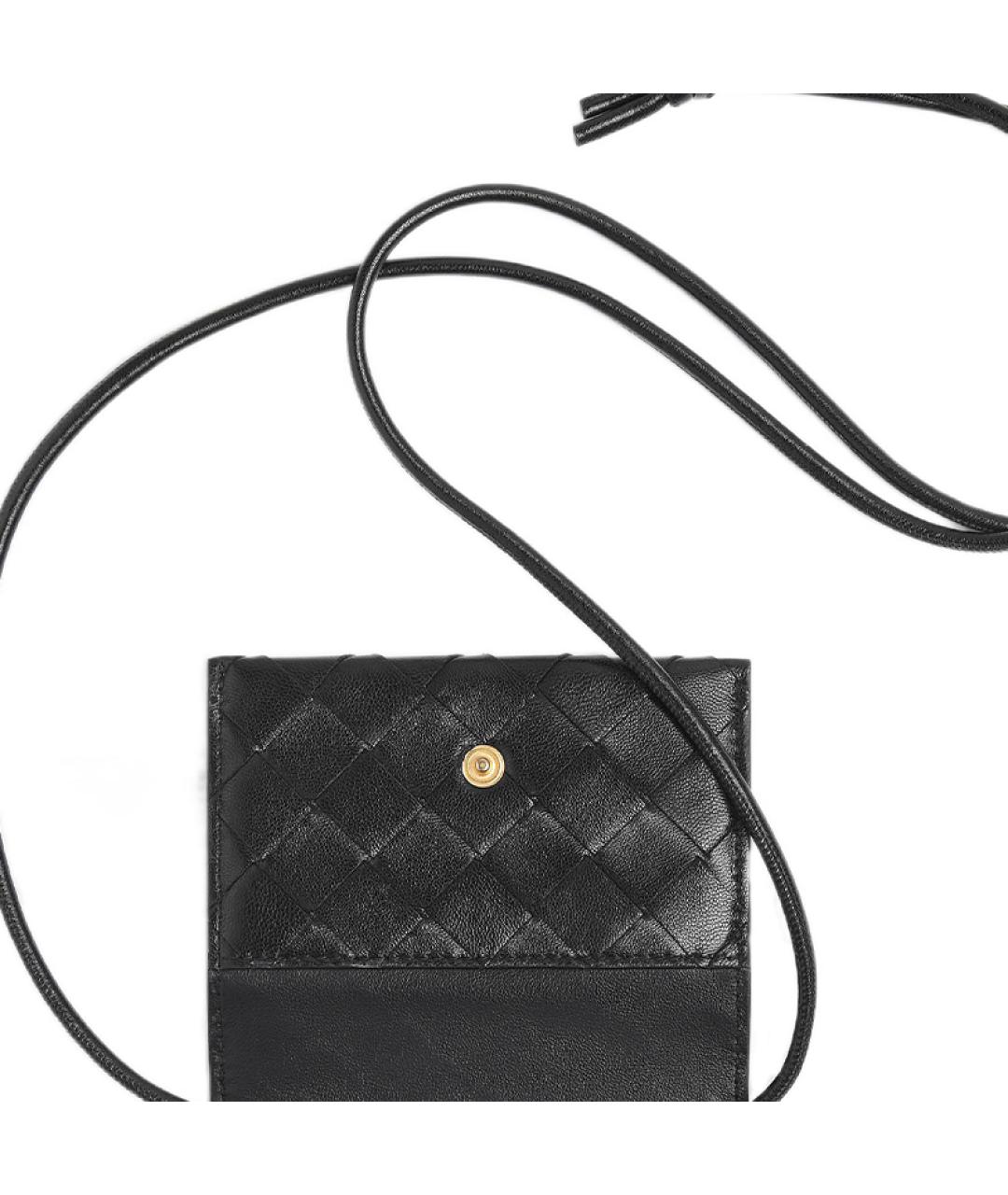 BOTTEGA VENETA Черный кожаный кошелек, фото 4