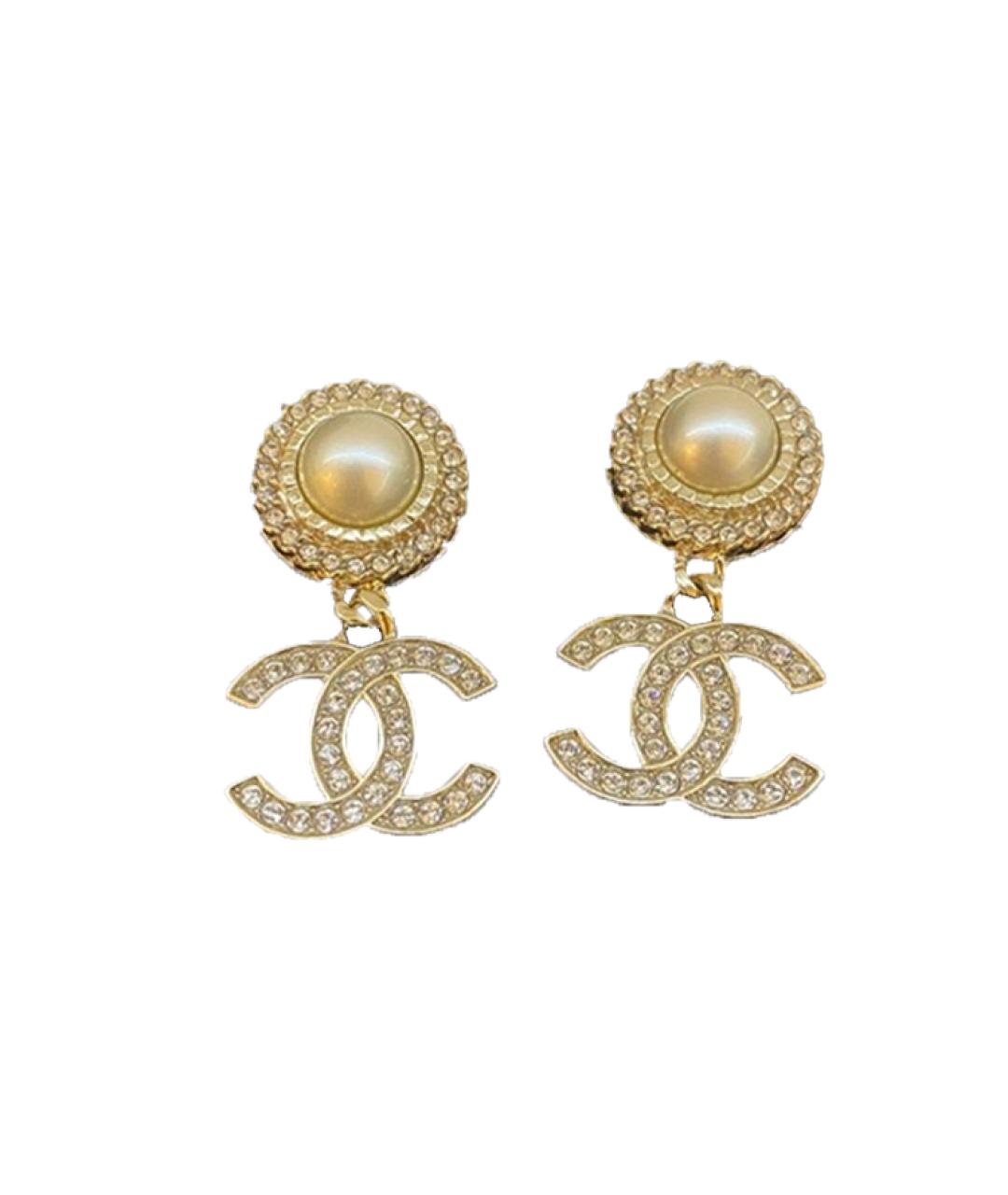 CHANEL Золотые металлические серьги, фото 2