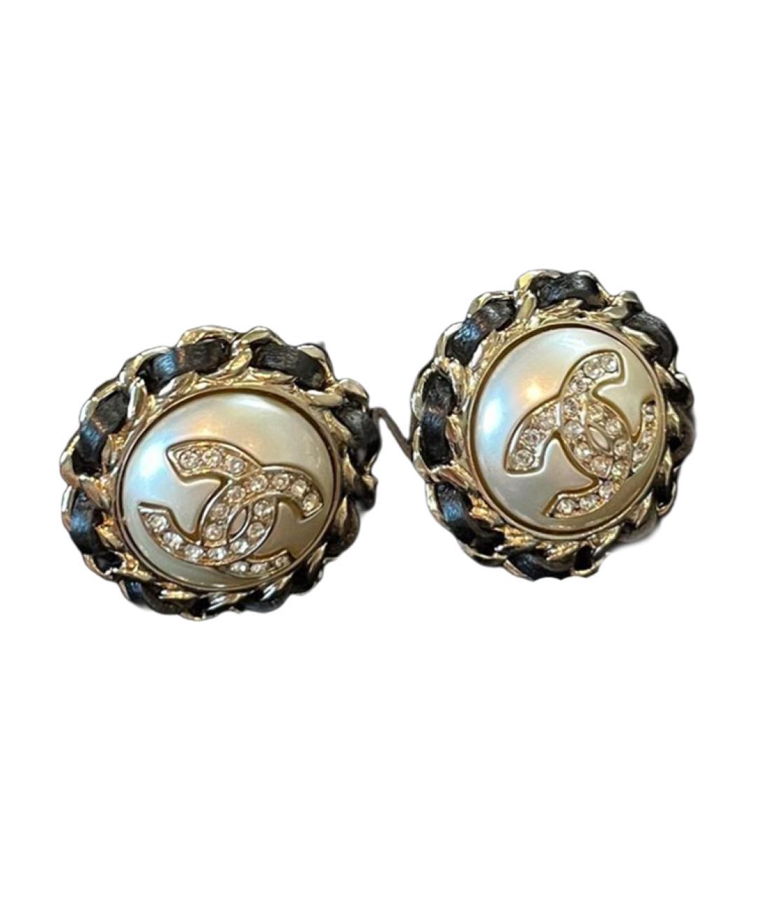 CHANEL Золотые металлические серьги, фото 1