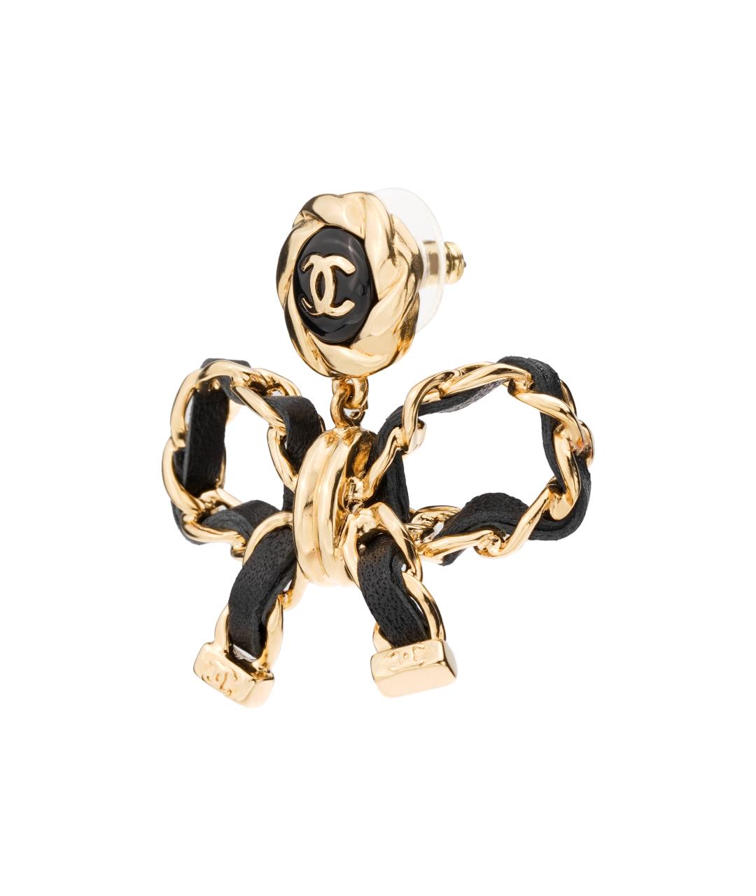 CHANEL Черные металлические серьги, фото 2