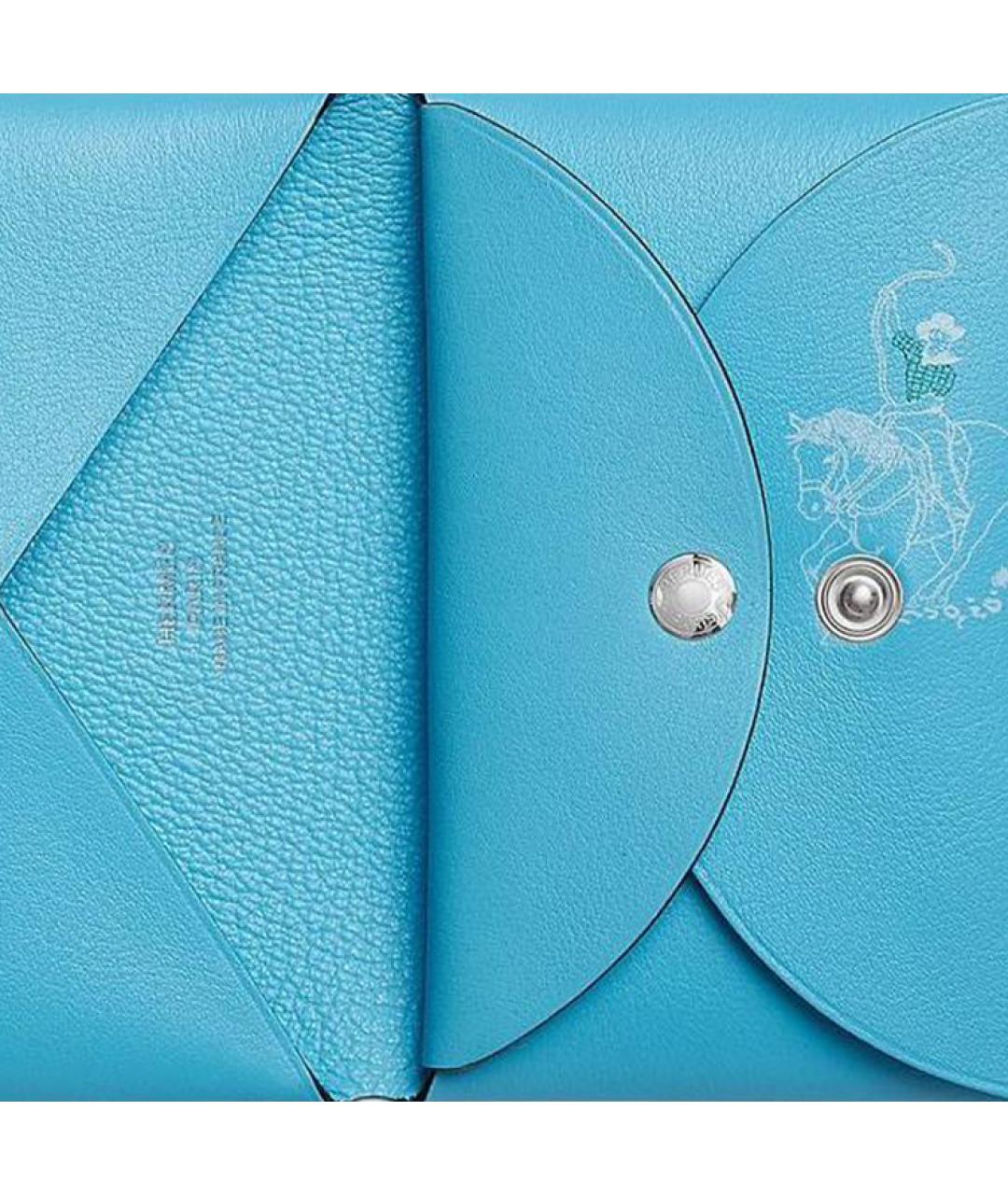 HERMES Голубой кожаный кошелек, фото 4