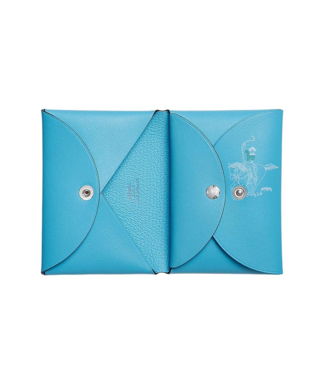 HERMES Голубой кожаный кошелек, фото 3
