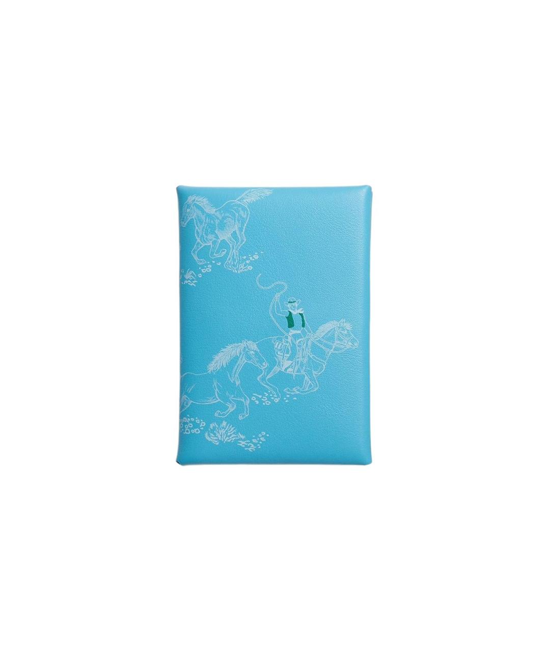 HERMES Голубой кожаный кошелек, фото 1