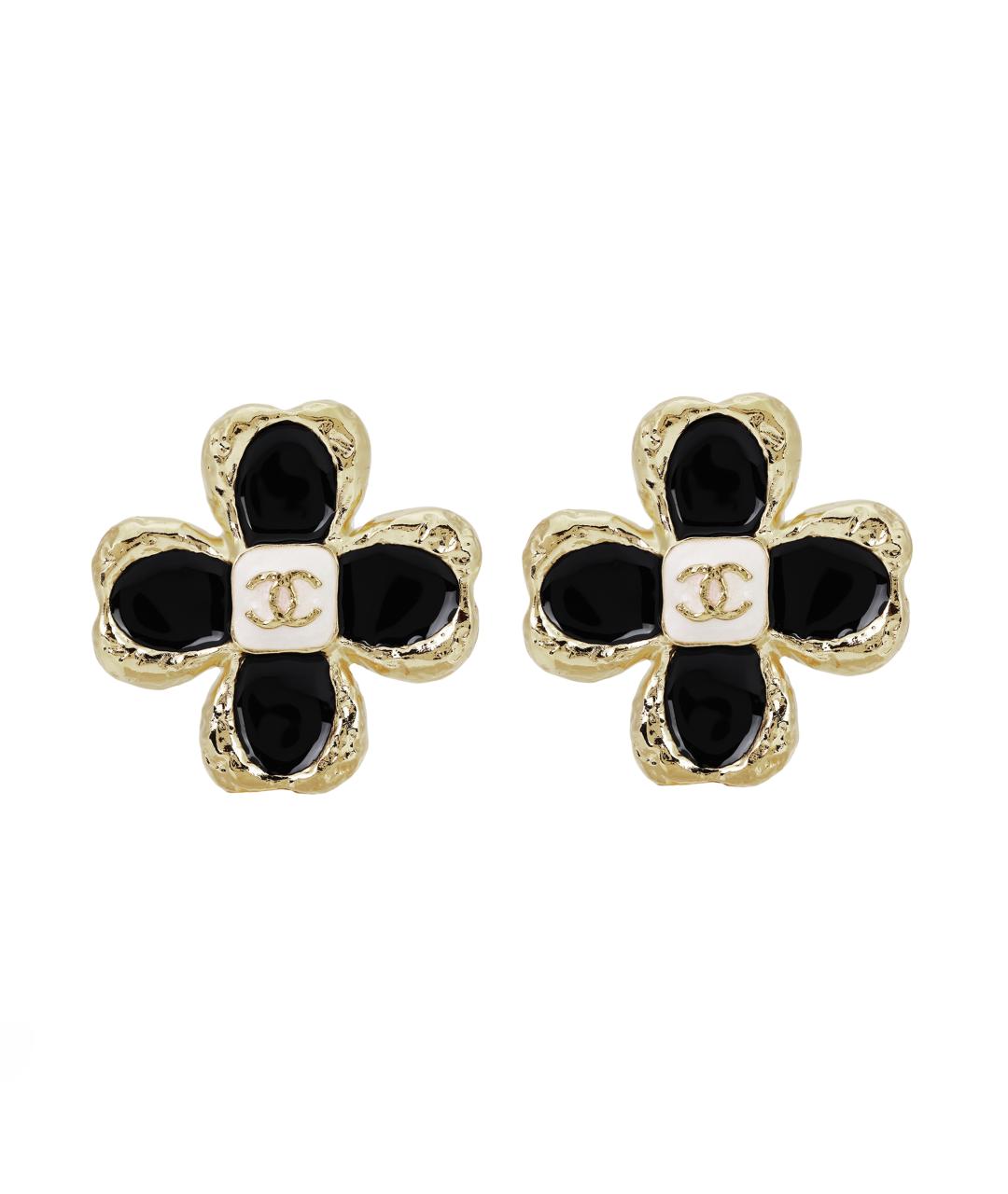 CHANEL Черные металлические серьги, фото 1