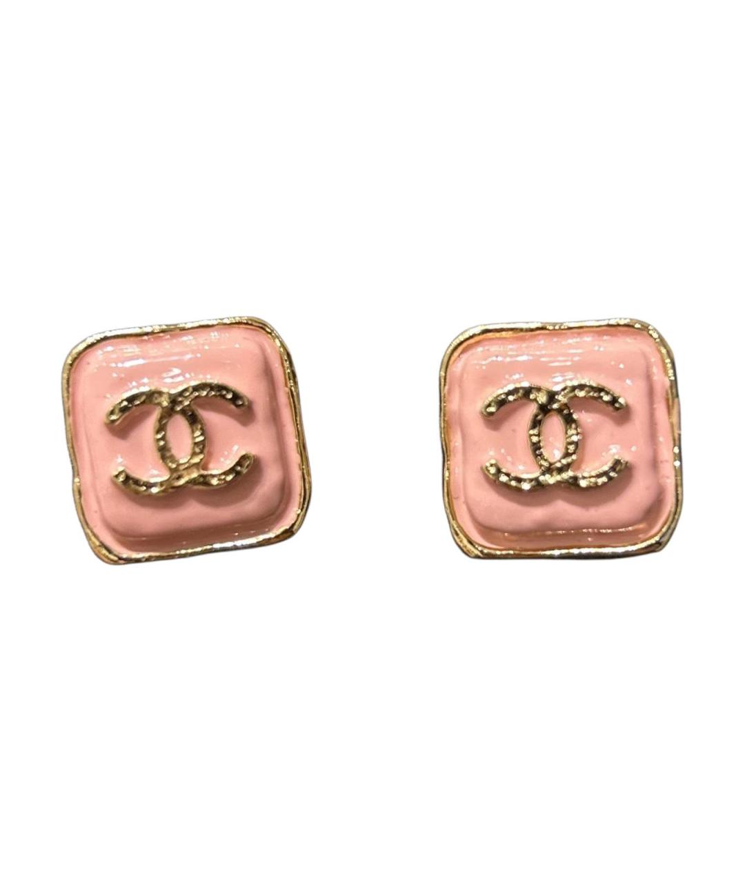 CHANEL Розовые металлические серьги, фото 1