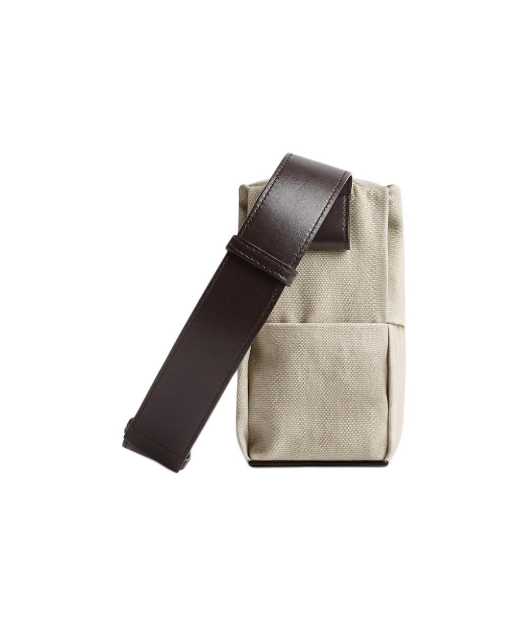 BOTTEGA VENETA Бежевая тканевая сумка на плечо, фото 2