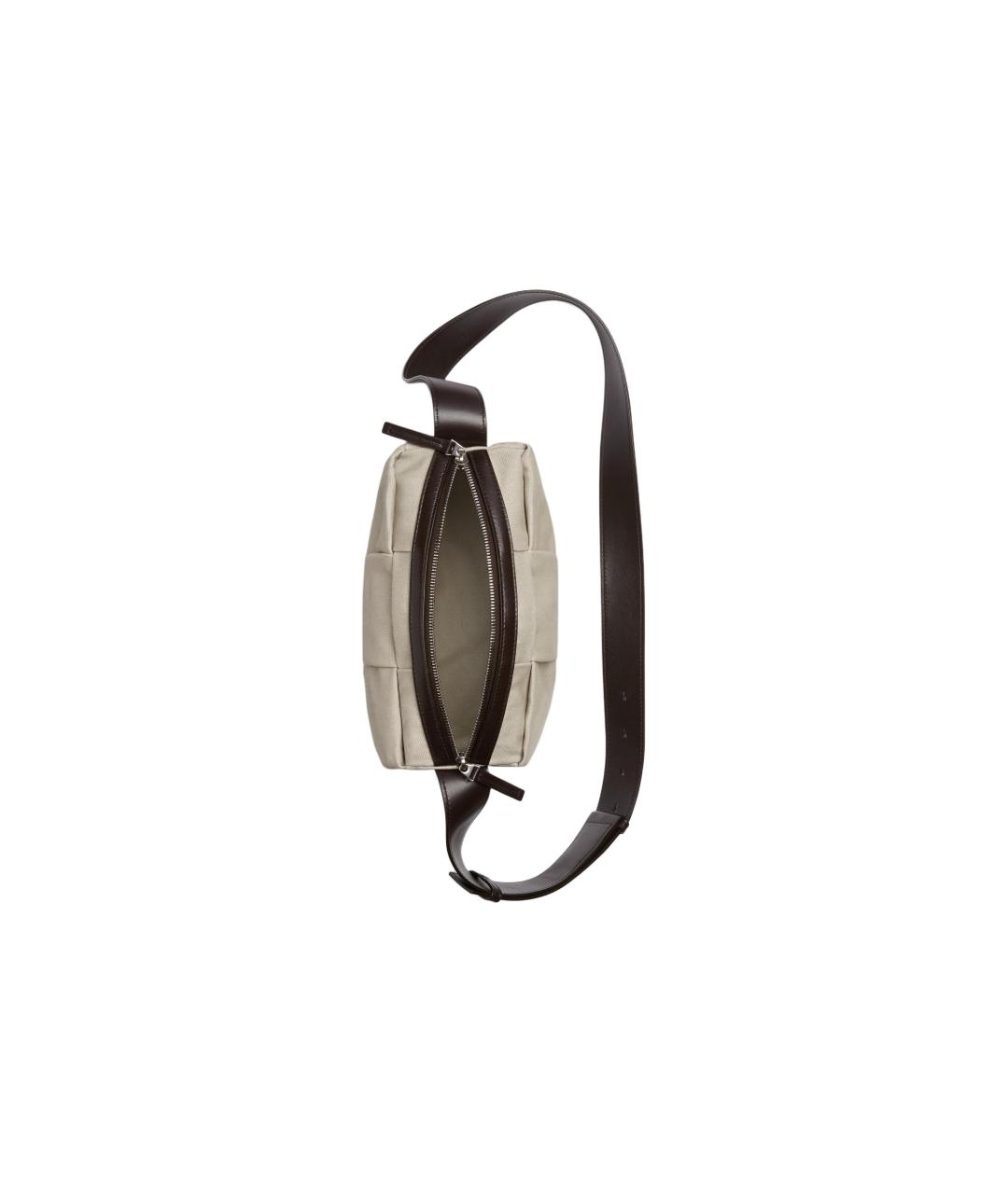 BOTTEGA VENETA Бежевая тканевая сумка на плечо, фото 3