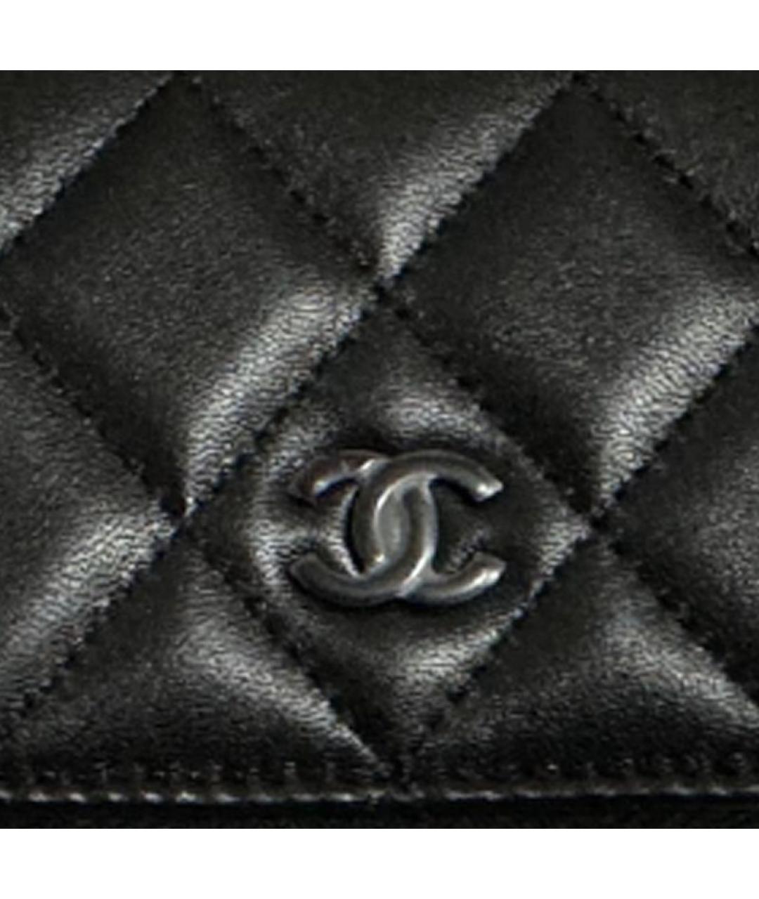 CHANEL Черный кожаный кошелек, фото 3