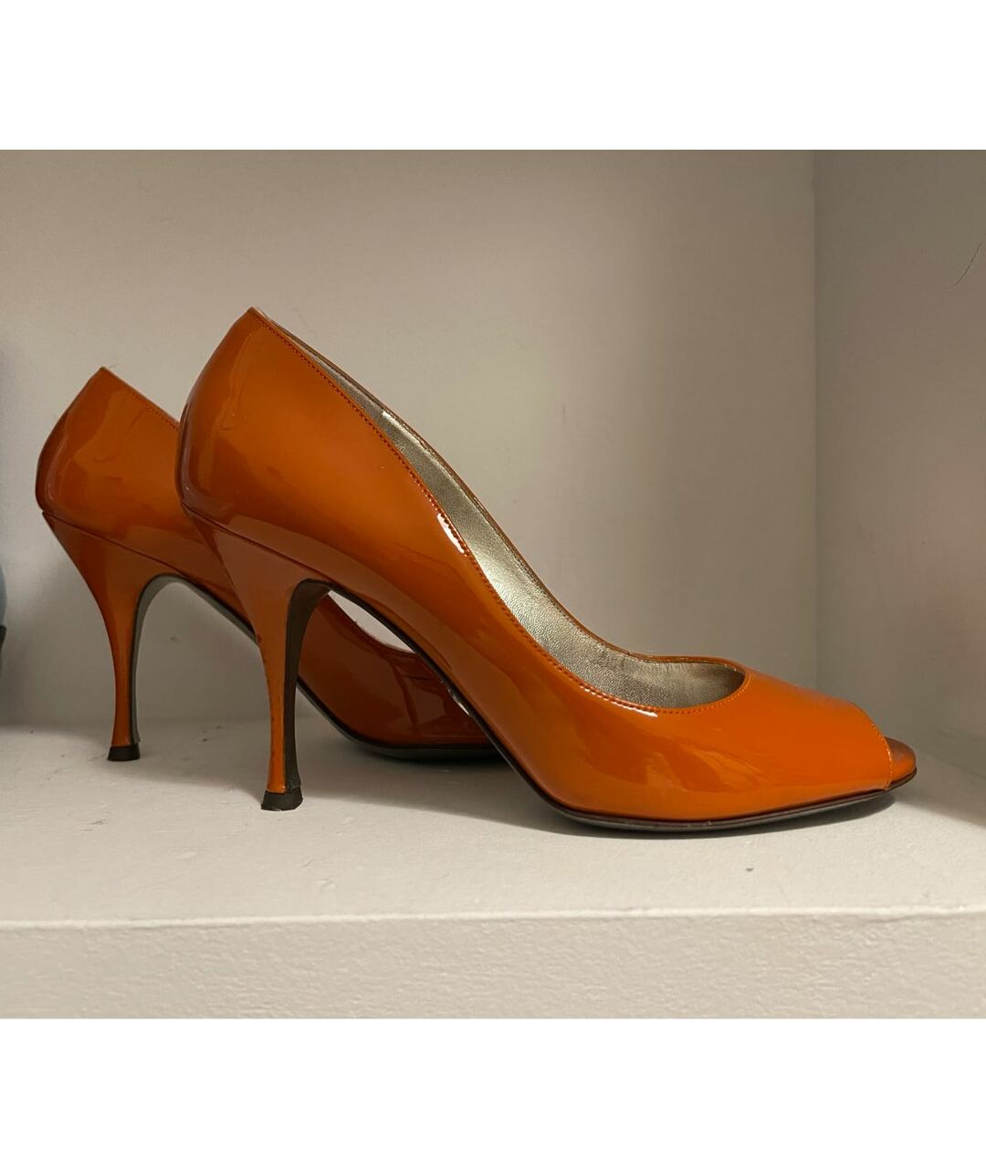DOLCE&GABBANA Оранжевое туфли из лакированной кожи, фото 6
