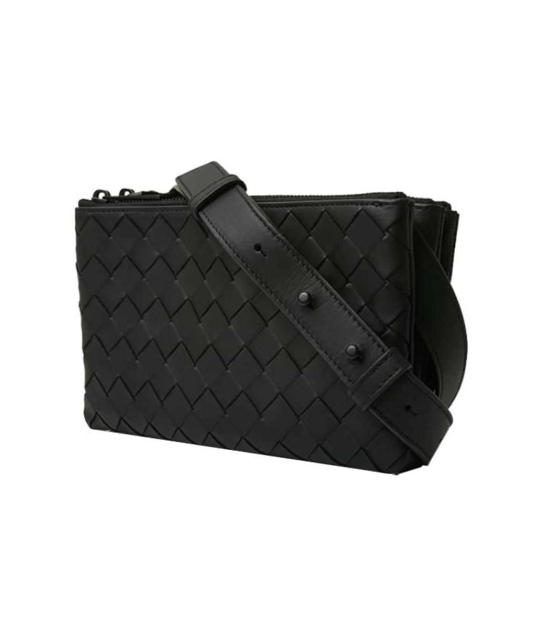 BOTTEGA VENETA Черная кожаная сумка на плечо, фото 2
