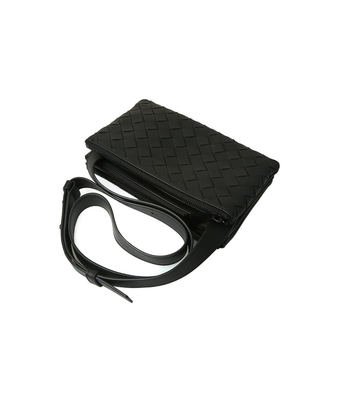BOTTEGA VENETA Черная кожаная сумка на плечо, фото 4