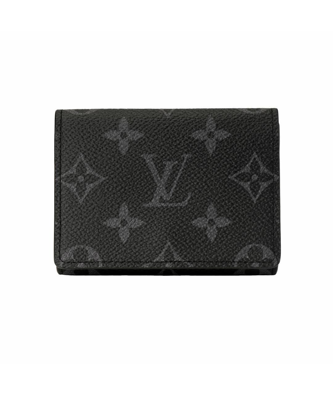 LOUIS VUITTON Черный кожаный кошелек, фото 2