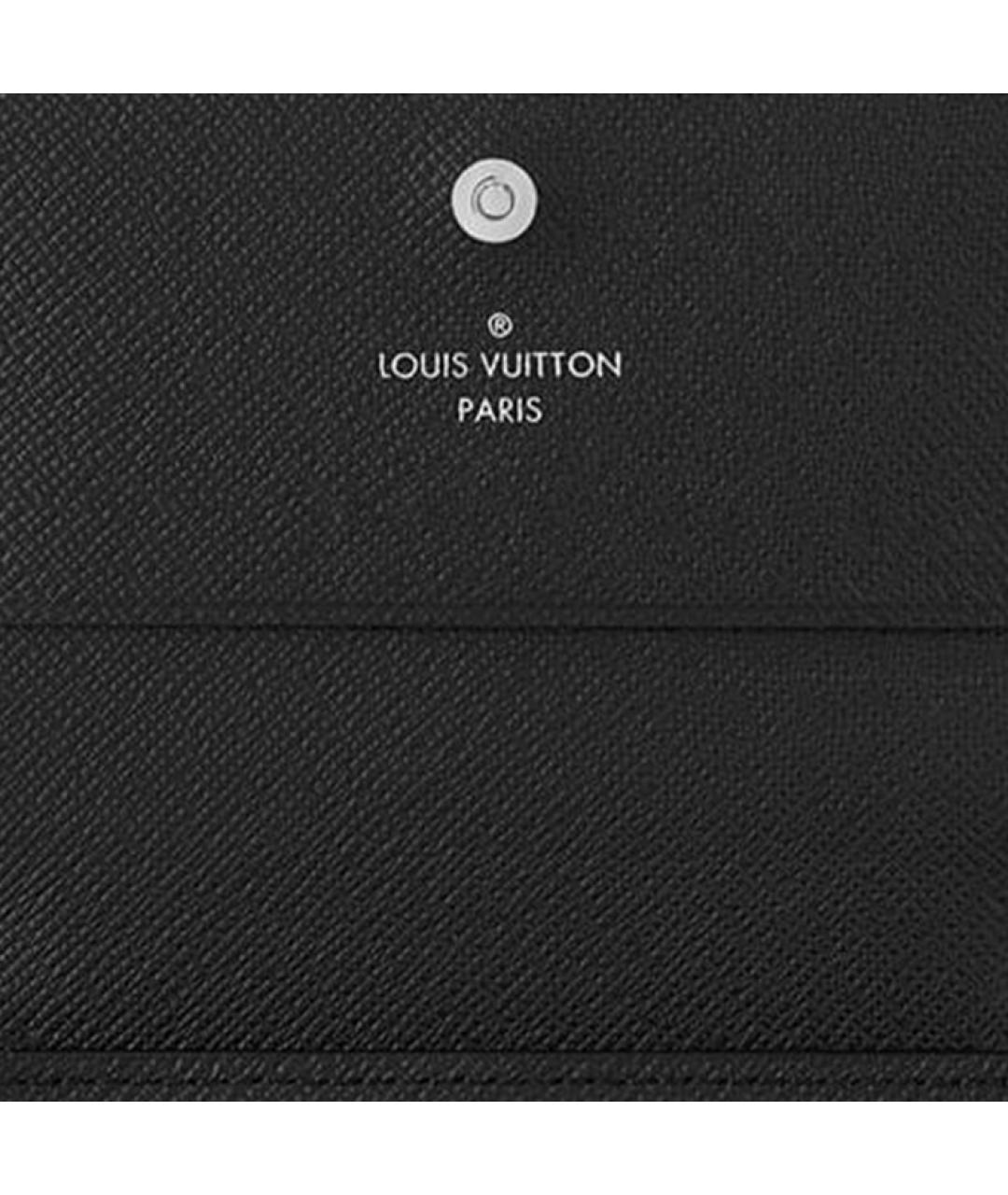 LOUIS VUITTON Черный кожаный кошелек, фото 6