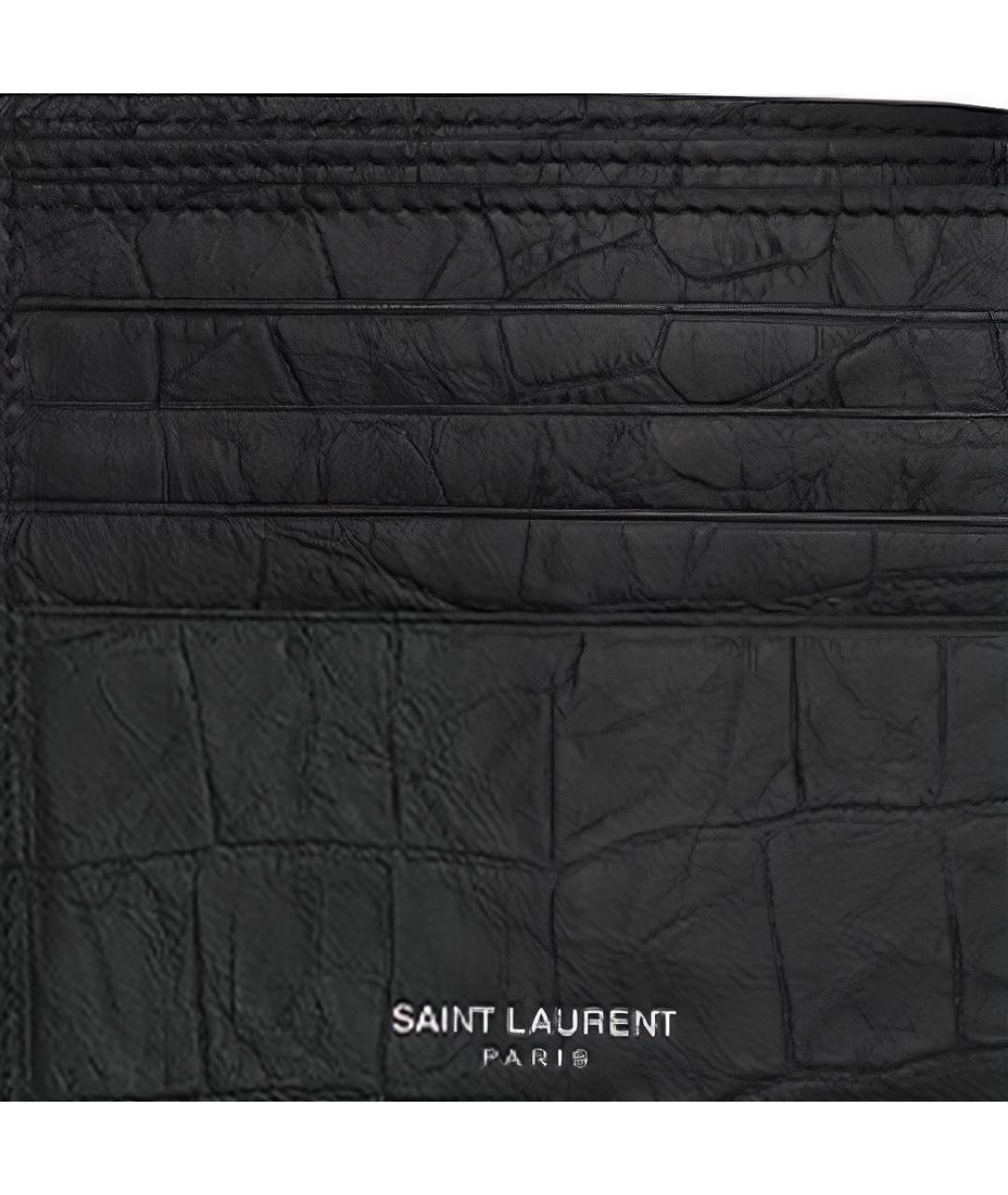 SAINT LAURENT Черный кожаный кошелек, фото 8