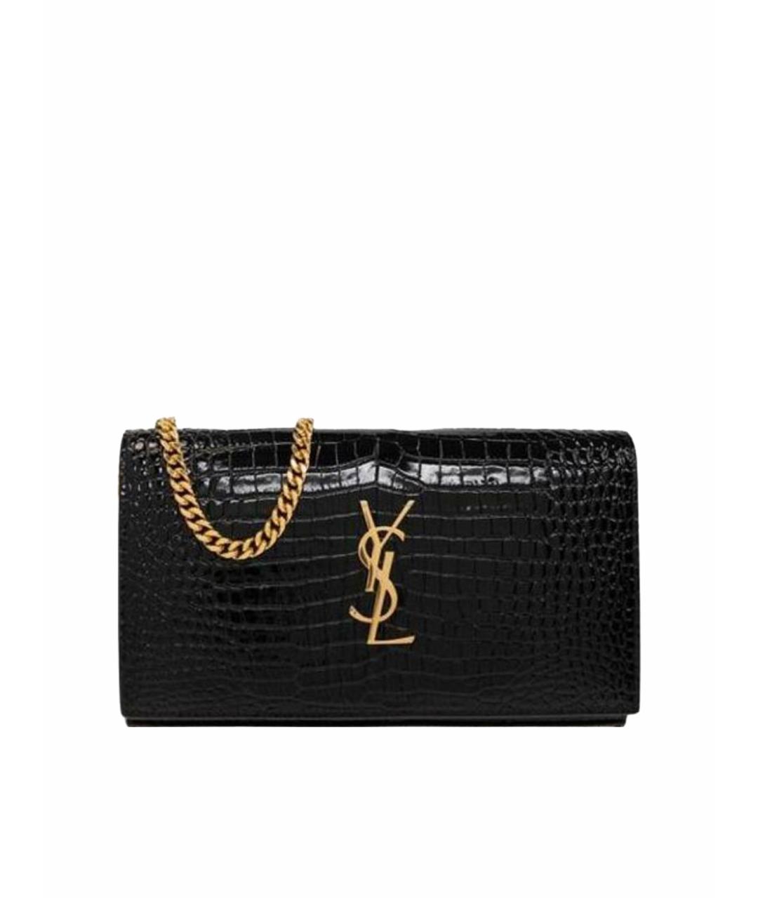 SAINT LAURENT Черный кожаный кошелек, фото 1