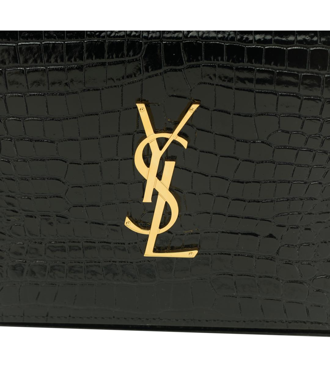 SAINT LAURENT Черный кожаный кошелек, фото 6