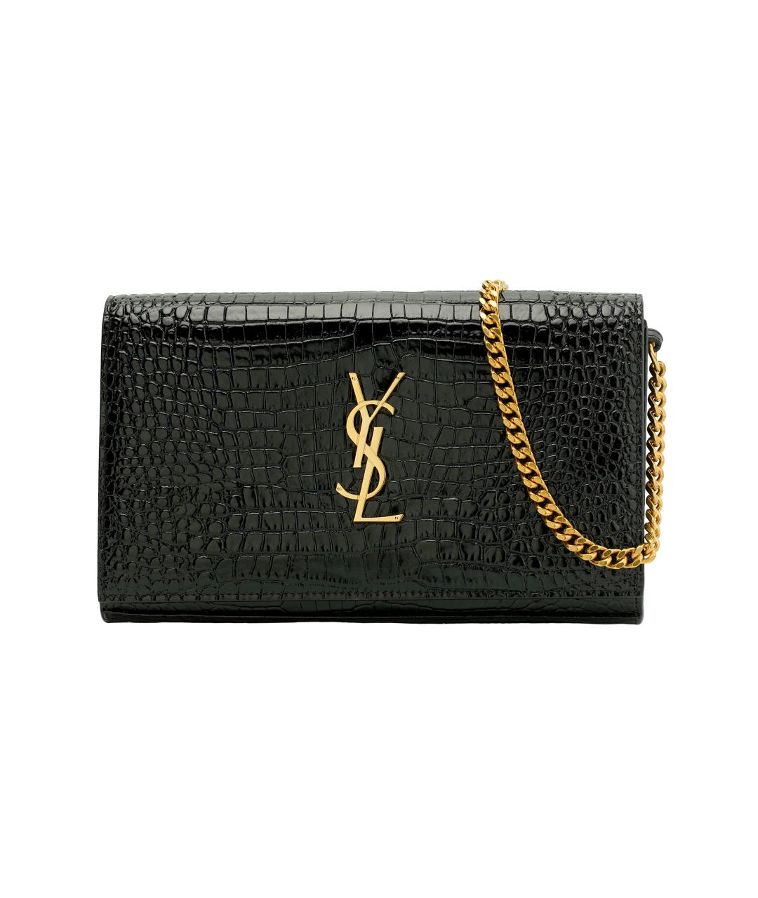 SAINT LAURENT Черный кожаный кошелек, фото 2