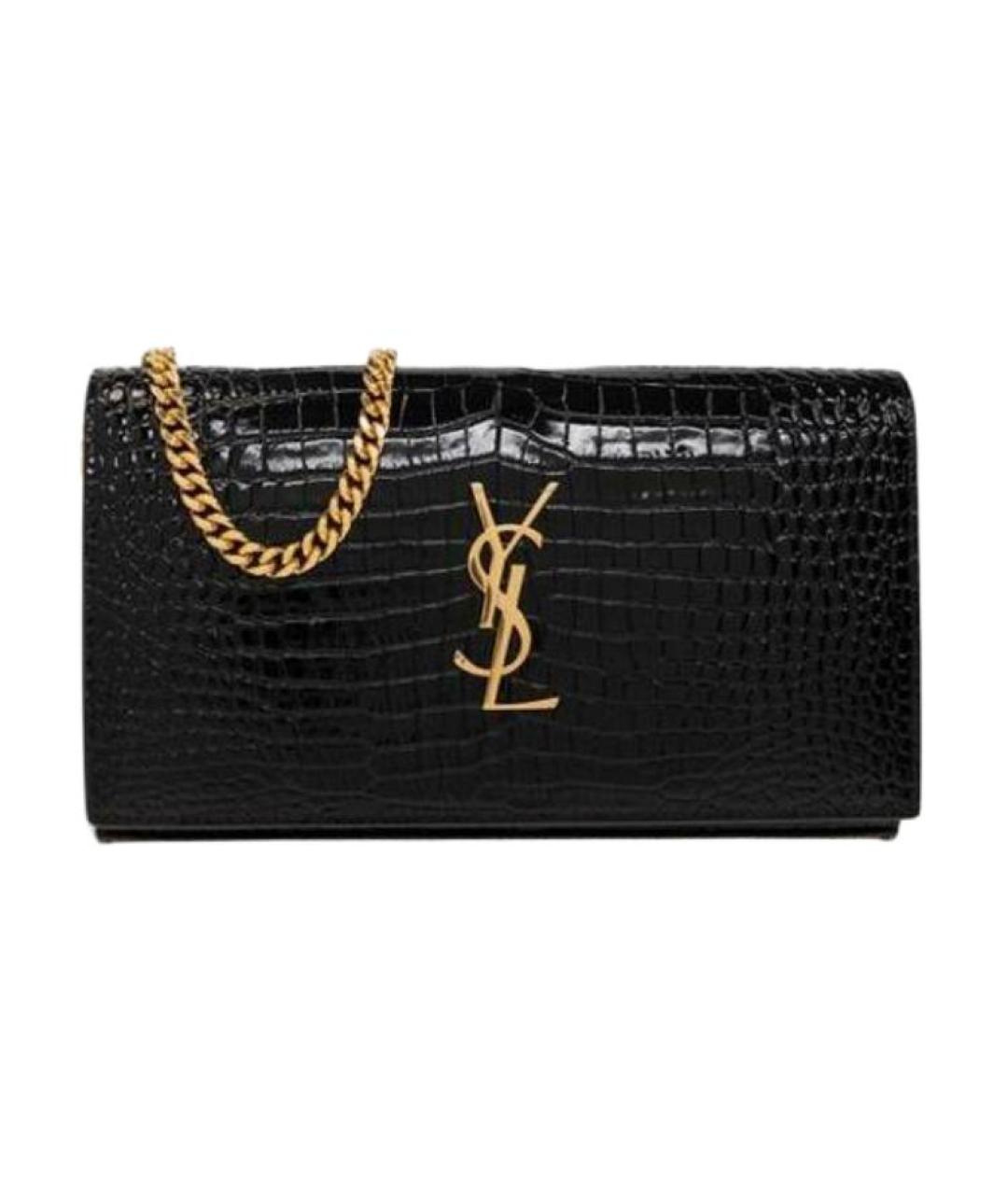 SAINT LAURENT Черный кожаный кошелек, фото 7