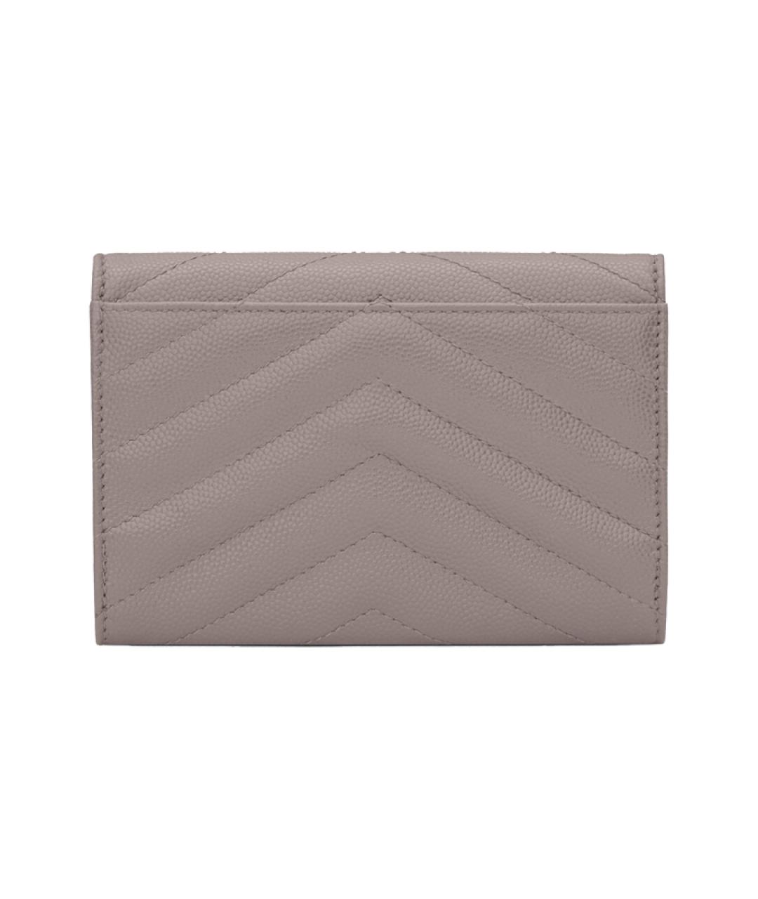 SAINT LAURENT Серый кожаный кошелек, фото 2